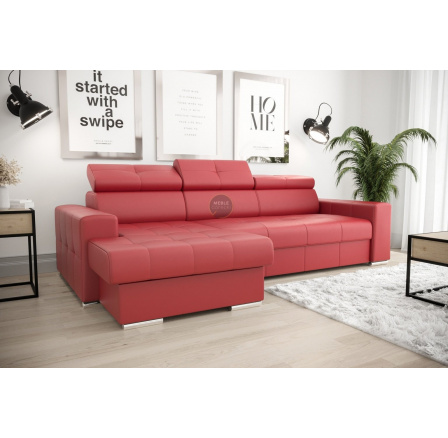 Rohová sedací souprava MARGO 160x250 přírodní kůže - červená kůže , levá - K-55