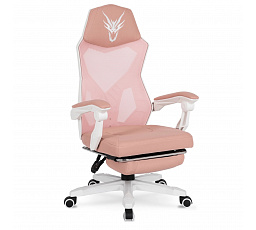 Otočná židle BING Herní s podnožkou Růžová/Bílá