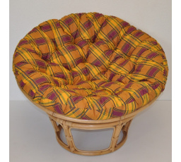 Ratanový papasan 115 cm medový - polstr okrová kostka