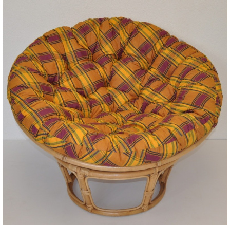 Ratanový papasan 115 cm medový - polstr okrová kostka Ratanový papasan 115 cm medový - polstr okrová kostka