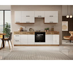 Kuchyňský nábytek VIKA 260 Bílý Lesk + Dub Lancelot