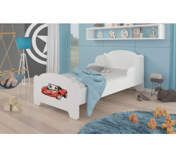 Dětská postel AMADIS s matrací 160x80 cm, Bílá/Red Car
