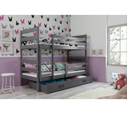 Dětská patrová postel ERYK se šuplíkem 80x190 cm, bez matrací, Grafit/Grafit