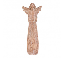 Anděl se srdcem - 18 cm, polyresin, imitace dřeva