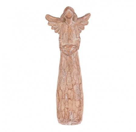 Anděl se srdcem - 18 cm, polyresin, imitace dřeva