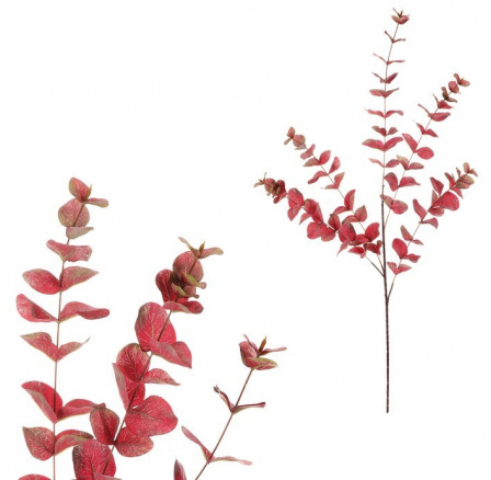 Eukalyptus - umělá větev, velké listy, 110 cm, červený