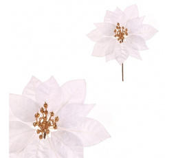 Vánoční růže - umělý květ, zlatý střed, bílý