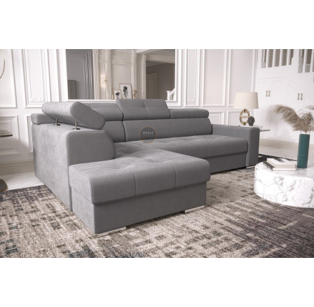 Rohová sedací souprava s funkcí spaní MARGO I 260×185 - šedá , levá