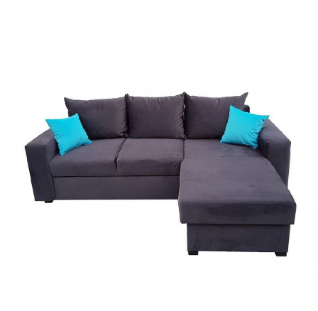 PEPE Levý rohová sedačka Loca 21 tmavě šedá/polštářky Loca 17 tyrkys (FE) kolekce - "E" (K250)