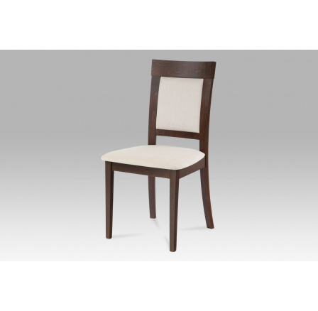Jídelní židle, masiv buk, barva ořech, látkový béžový potah
