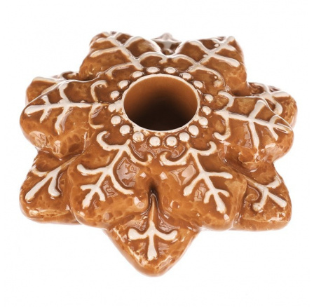 Svícen  perníkový - keramika, na kónickou svíčku, tvar sněhové vločky