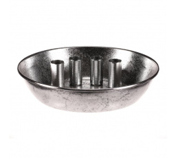 Svícen kovový - pro 4 kónické svíčky, tvar mísy, stříbrný