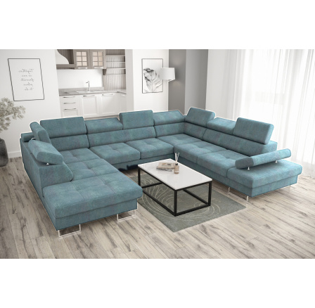 Rohová sedací souprava GALAXY MAX I s funkcí spaní 225x350x280 modrá MY74 - Rychlé doručení