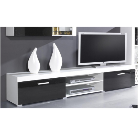 Tv komoda SAMBA REG8, bílá/černý lesk