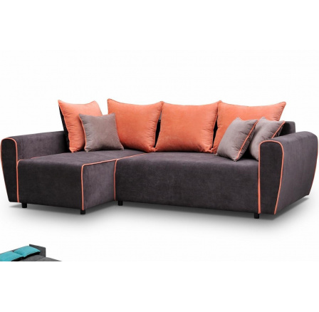 BLANKA Levá sedací souprava Orion 04 hnědá /Orion 08+03 oranžová polštářky (MRS) - kolekce "MRS" *** SUPERAKCE DO VYPRODÁNÍ