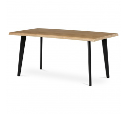 Stůl jídelní, 160x90x75 cm, MDF deska, dekor divoký dub, kov, černý lak