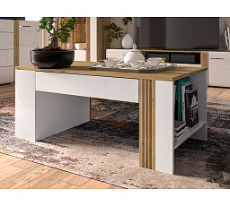 Konferenční stolek ADAGIO 10, dub Castello / bílý lesk