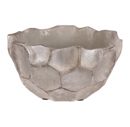 Obal betonový - vzor buněk, tvar mísy, vel. S, stříbrno-šedý