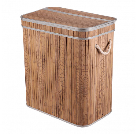 Koš prádelní - bambusový, s víkem, šedo-hnědý