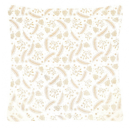 Polštář sametový s výplní - zlatý vánoční vzor, 100% polyester, 45 x 45 cm