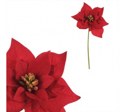 Vánoční růže - umělý květ na stonku, červená
