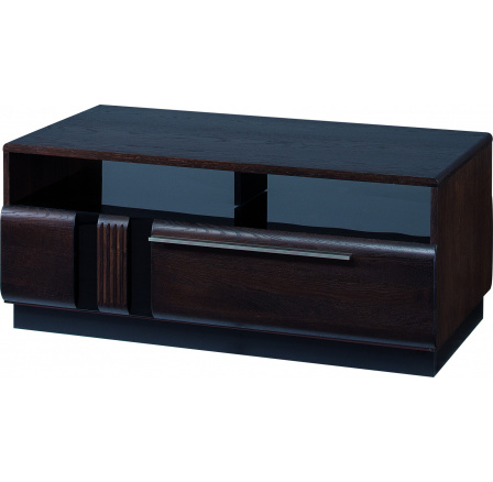 Konferenční stůl PORTI 41, dub čokoládový/elementy černý lesk, smontovaný nábytek 