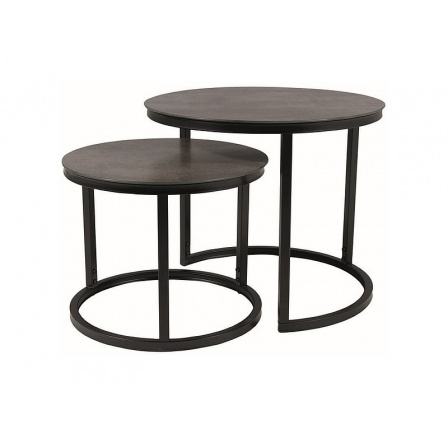 Konferenční stůl ATLANTA A II - set 2 stolů, Efekt šedého mramoru/Černý mat