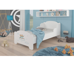 Dětská postel AMADIS s matrací 160x80 cm, Bílá/Teddy Bear and Cloud