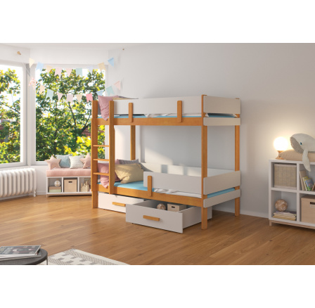 Dvoulůžková patrová postel ETIONA 180x80 Olše+Šedá