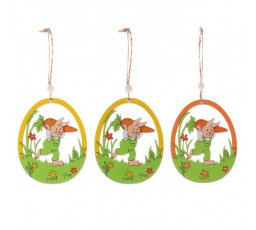 Vajíčko závěsné - se zajíčkem, mix 2 barev, cena za balení (2 ks)