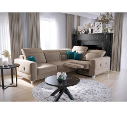 Rohová sedací souprava MALIBU , relax s funkcí spaní 185x250 cm - pravá, béžová