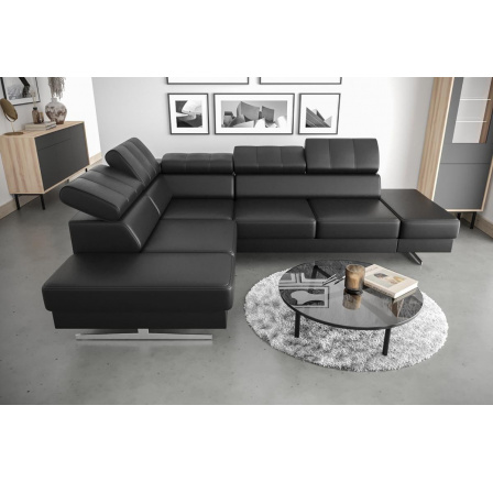 Rohová sedací souprava EMPORIO 225X300 - levá, Eko Kůže černá Rohová sedací souprava EMPORIO 225X300 - levá, Eko Kůže černá