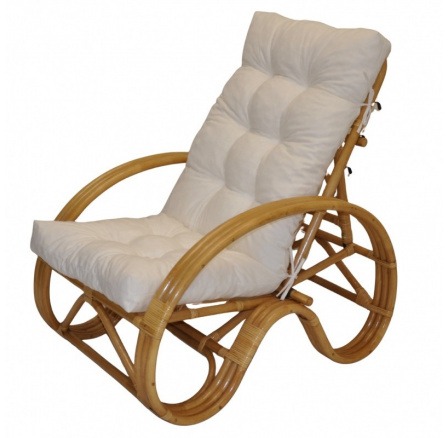 Ratanové křeslo polohovací medové polstr bílý