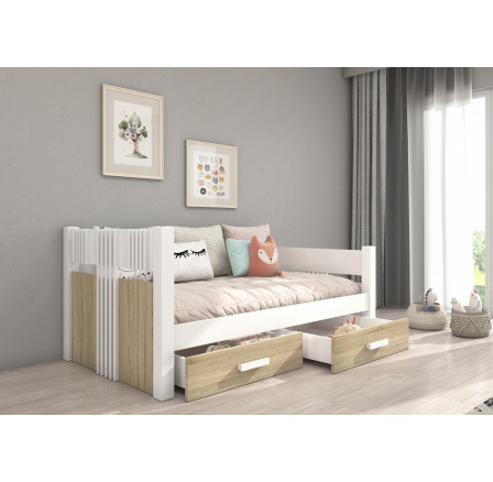 Postel s matrací BIBI 180x80 Bílá+Sonoma