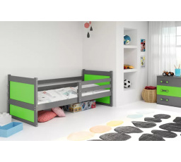 Dětská postel RICO 90x200 cm, bez matrace, Grafit/Zelená