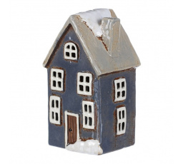 Domeček keramický - na čajovou svíčku, modro-šedý