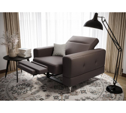 Křeslo MALIBU , relax přírodní kůže - Šedá kůže