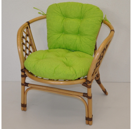 Ratanové křeslo Bahama medové LUX polstr světle zelený melír