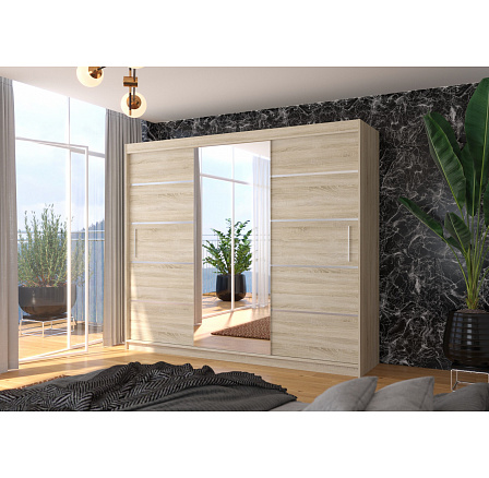 Posuvná skříň se zrcadlem SALTO 250 Sonoma+Sonoma