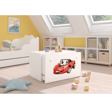 Truhla na hračky INGA Bílá+červená CAR