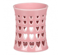 Aroma lampa s motivem srdíček, růžová barva, porcelán.