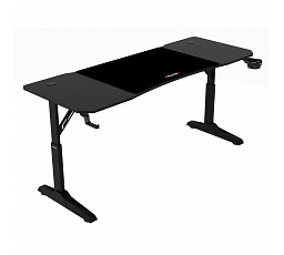 Pevný herní stůl 160x60cm, výběr výšky, melamin, carbon, LT-H1116 BK