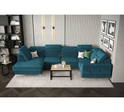 Rohová sedací souprava MALIBU MAX II 180x350x182 cm - modrá, Pravá strana