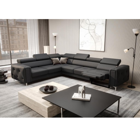 Rohová Kožená sedací souprava s funkcí , relax ORION I 325x255 cm - šedá , levá Rohová Kožená sedací souprava s funkcí , relax ORION I 325x255 cm - šedá , levá