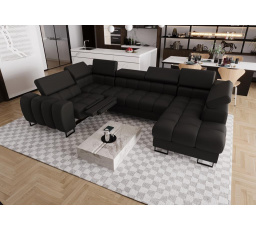 Rohová sedací souprava ASPEN MAX II , relax 198x350x170 cm přírodní kůže - černá kůže , levá