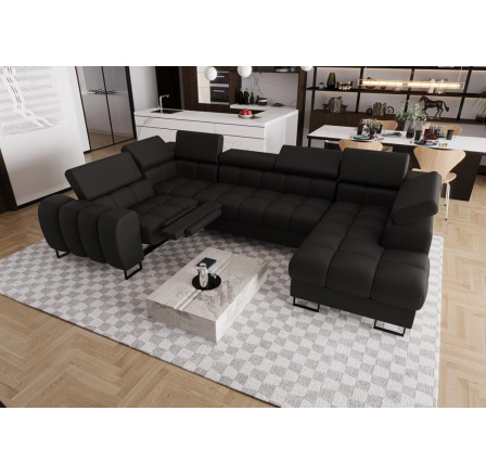 Rohová sedací souprava ASPEN MAX II , relax 198x350x170 cm přírodní kůže - černá kůže , levá Rohová sedací souprava ASPEN MAX II , relax 198x350x170 cm přírodní kůže - černá kůže , levá