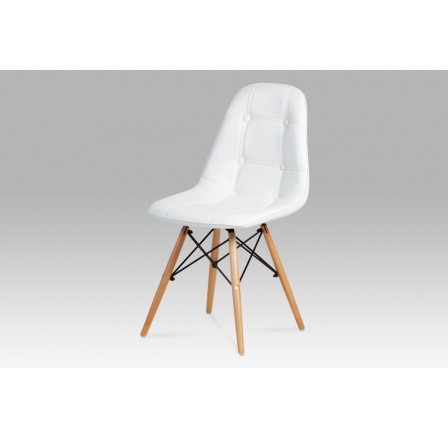 Jídelní židle, koženka bílá / masiv buk