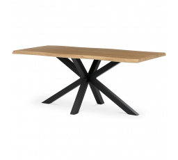Stůl jídelní, 180x90x75 cm, MDF deska, dekor divoký dub, kovová noha ve tvaru hvězdy, černý lak