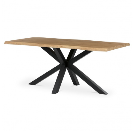 Stůl jídelní, 180x90x75 cm, MDF deska, dekor divoký dub, kovová noha ve tvaru hvězdy, černý lak