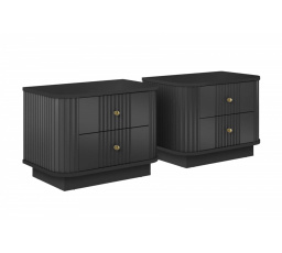 2 x VESPER NOČNÍ STOLEK 56 2SZ - černý MDF / černý MDF / zlaté úchyty / sokl